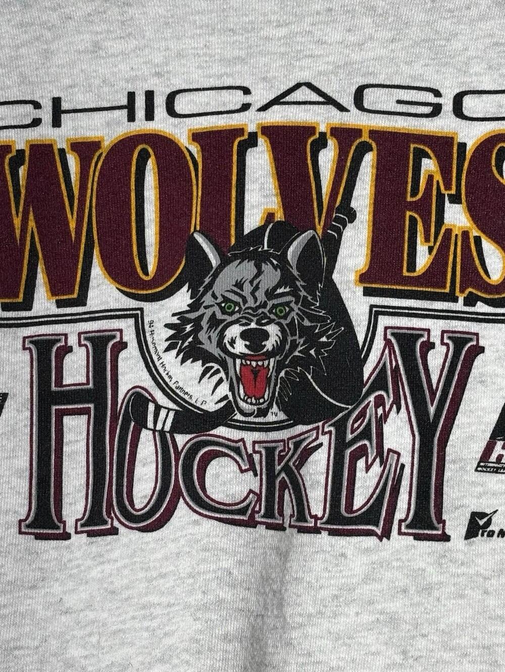 Vintage Chicago Wolves Sweatshirt Youth XL Grey Long Sleeve Pullover Boy's 1994